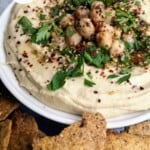 Sourdough crackers with hummus.
