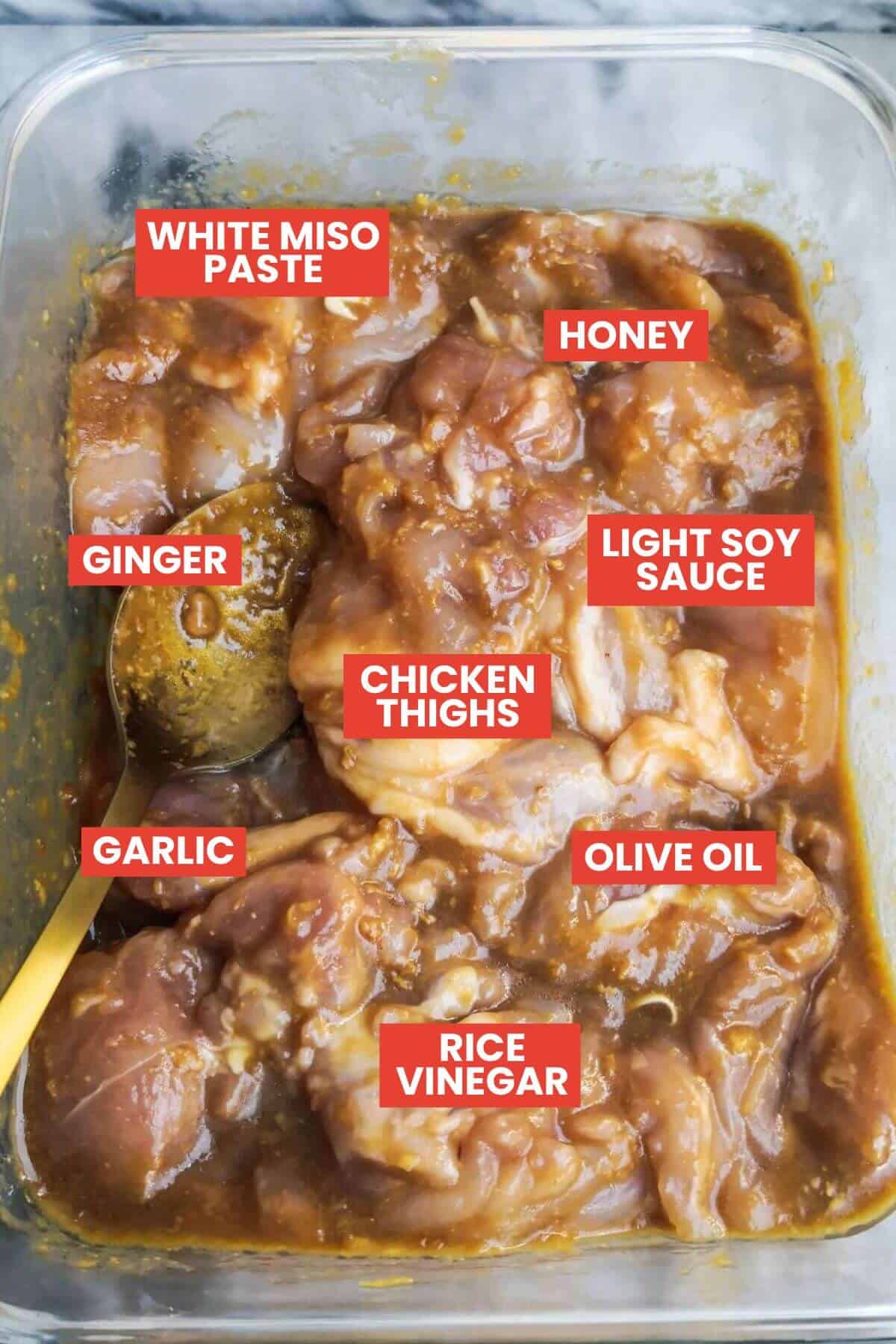 Ingredients for miso chicken.