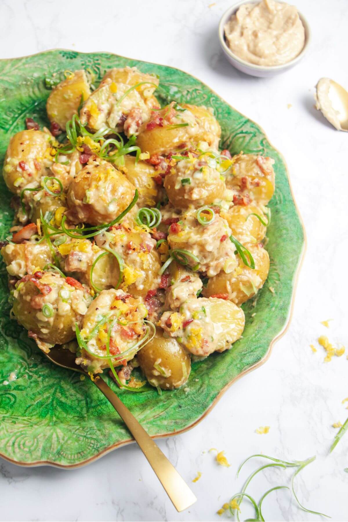 Creamy Caesar Potato Salad with Bacon Dished by Kate
