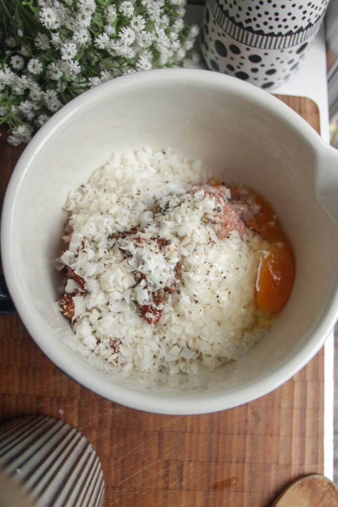 Ingredients for 'Marry Me' chicken meatballs in a bowl.