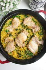 One Pot Golden Chicken and Rice with Herby Pesto - Dished by Kate