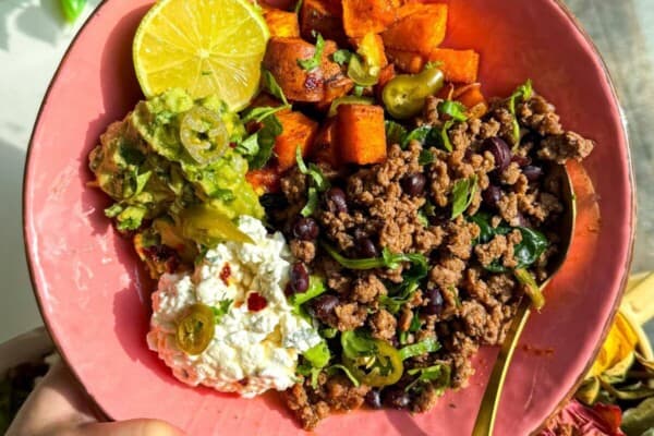 Holding viral cottage cheese beef bowl.