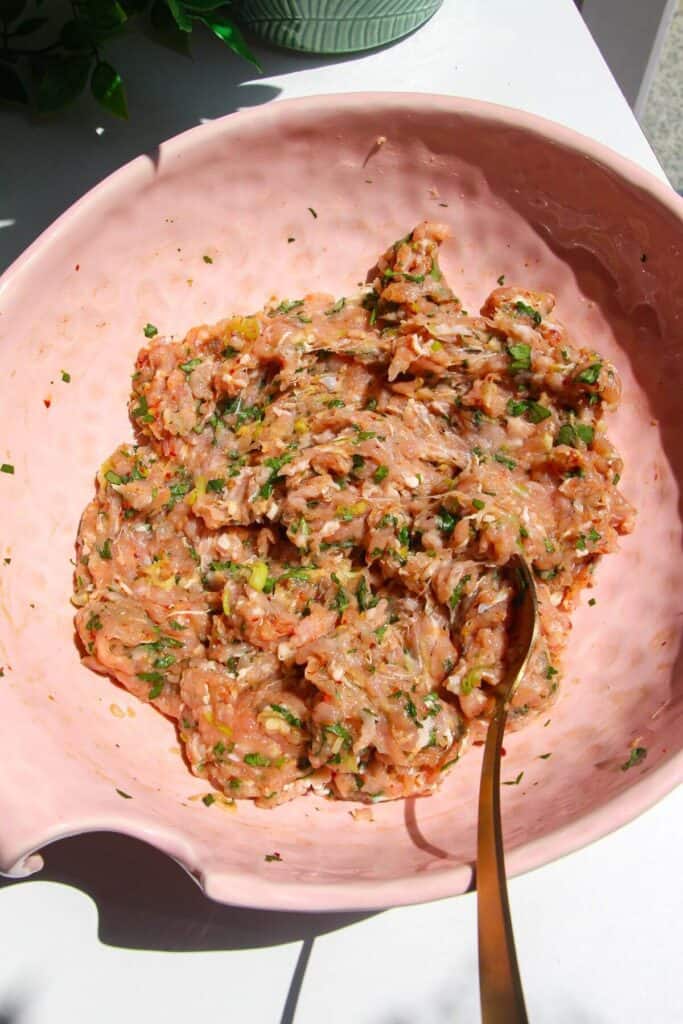 Chicken taco topping mixed.