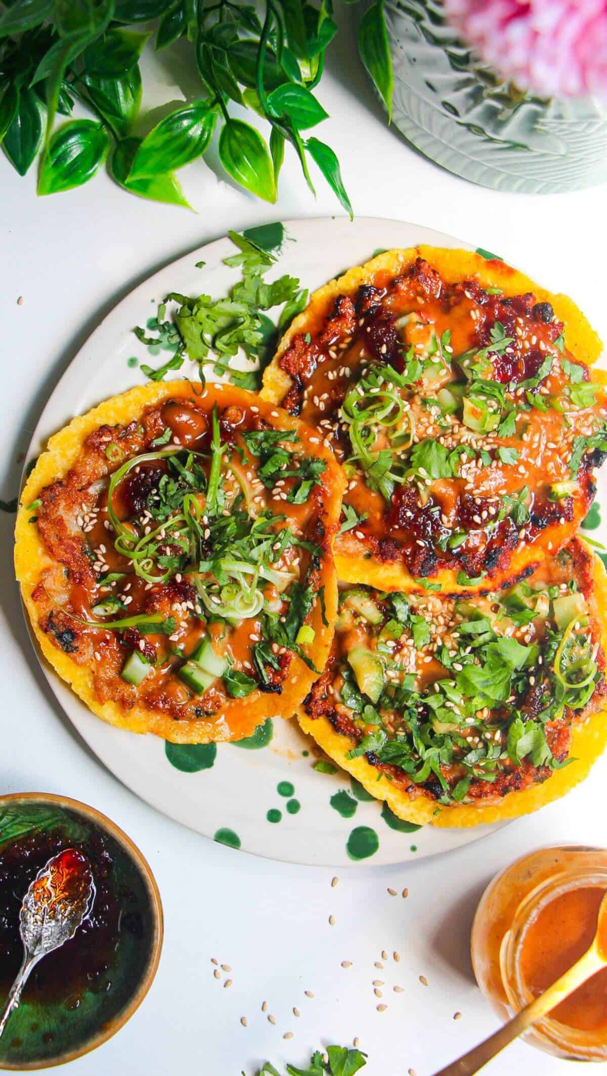 High-Protein Satay Chicken Smash Tacos
