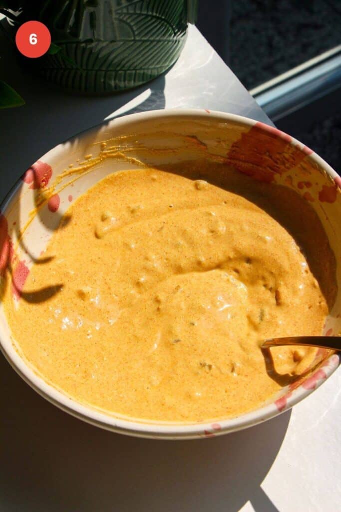High protein burger sauce mixed in a bowl.