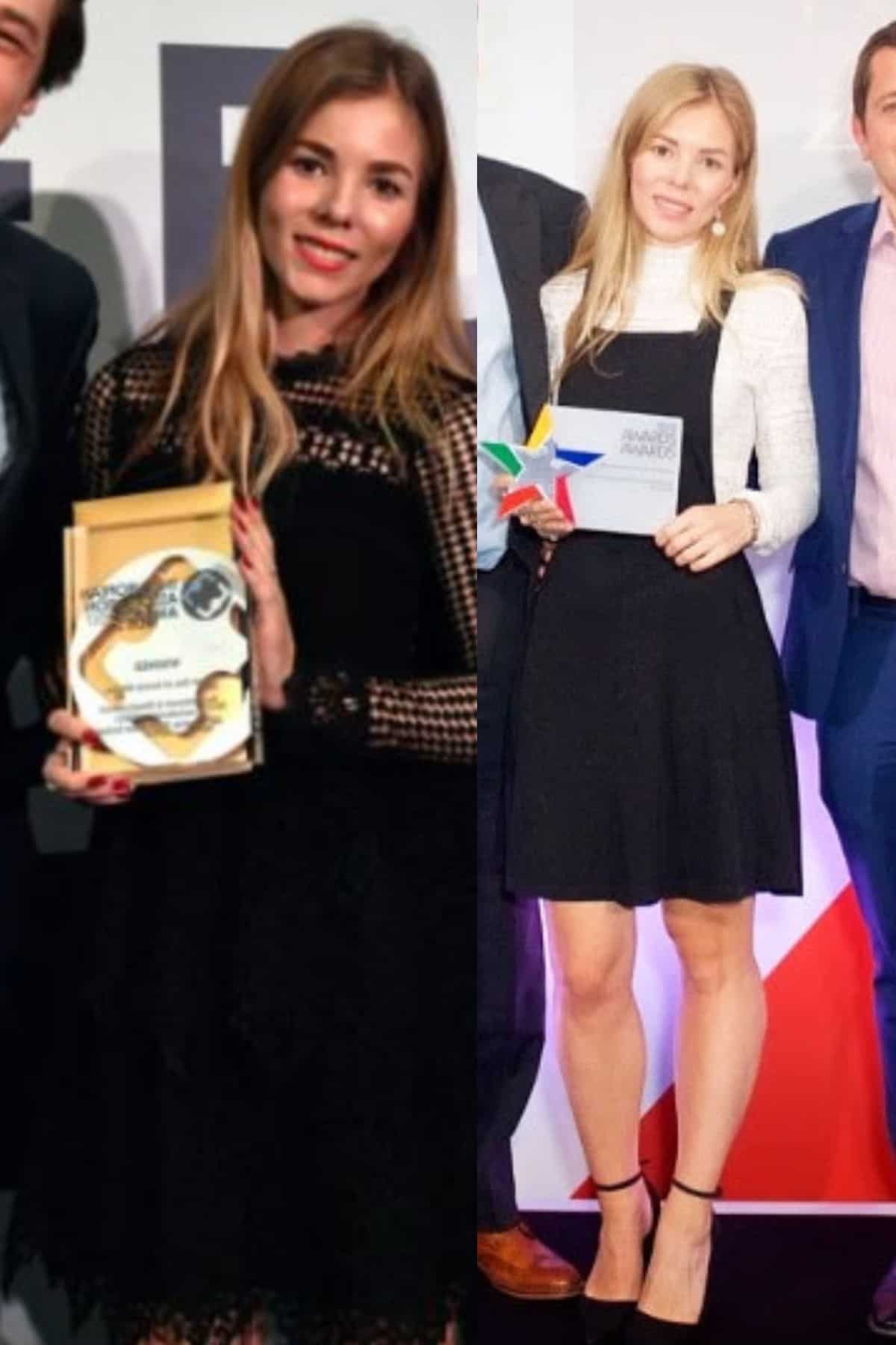 Kate with marketing industry awards.