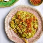 Silky broccoli pasta topped with golden breadcrumbs.