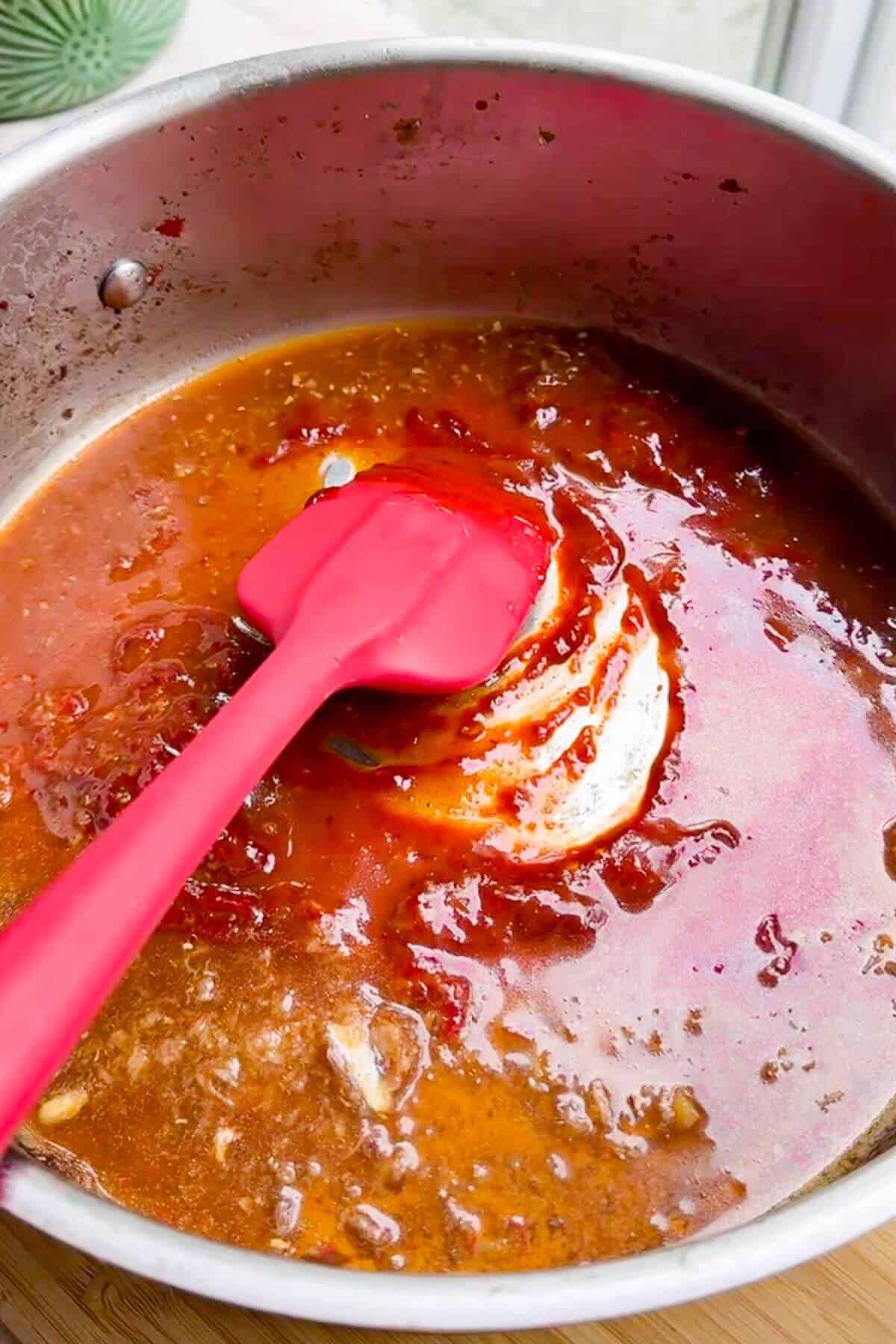 Gochujang added to pan.